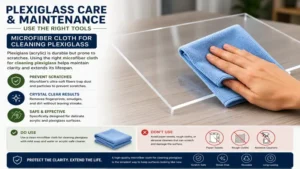 Proper use of a microfiber cloth for cleaning plexiglass to protect delicate acrylic surfaces from scratches