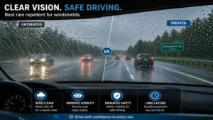 best rain repellent for windshields providing clear visibility while driving in heavy rain