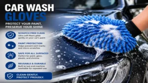 Car wash gloves protecting automotive paint while delivering a scratch-free wash