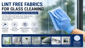 lint free fabrics removing fingerprints and dust from glass surfaces without residue