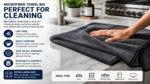 microfiber towel big used for cleaning large surfaces without leaving lint