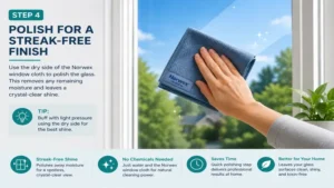 How to use norwex window cloth to polish glass and achieve a crystal-clear streak-free finish.