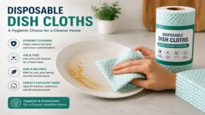 Hygienic disposable dish cloths helping reduce cross-contamination during dishwashing and kitchen cleaning