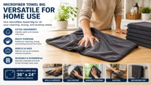 Versatile microfiber towel big for household cleaning, drying, and dusting