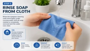 How to clean eyeglass cleaning cloth thoroughly by rinsing away all soap residue