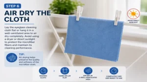 How to clean eyeglass cleaning cloth and air dry it to maintain microfiber performance