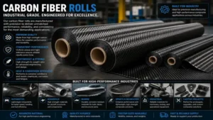 Industrial-grade carbon fiber rolls prepared for precision engineering and high-performance manufacturing.