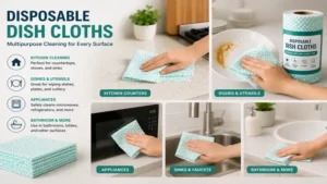 Multipurpose disposable dish cloths suitable for countertops, dishes, appliances, sinks, and bathrooms