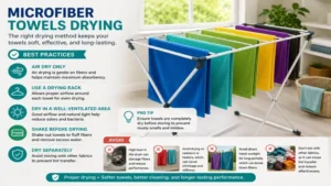 Proper microfiber towels drying method to extend fabric lifespan and performance
