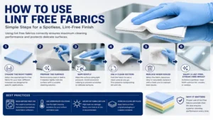 Proper way to use lint free fabrics for effective dust-free surface cleaning