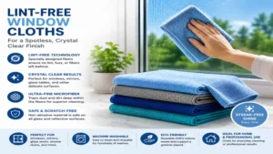window cleaning cloths designed for crystal-clear glass surfaces without lint residue