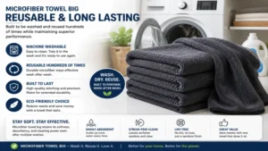 Reusable microfiber towel big that can be washed and used for multiple cleaning tasks