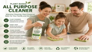 Family using plant based all purpose cleaner for everyday home cleaning with a safer, plant-derived formula.