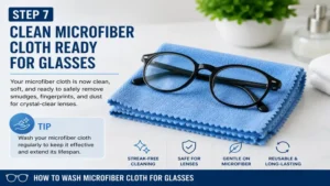 A freshly cleaned microfiber cloth after following how to wash microfiber cloth for glasses for streak-free lens cleaning.