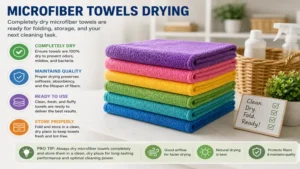 Completely dry microfiber towels drying ready for folding and storage after drying