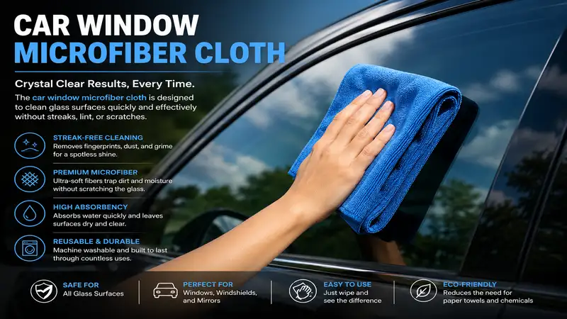 car window microfiber cloth removing streaks and fingerprints for a crystal-clear windshield