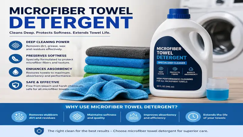 Microfiber towel detergent for deep cleaning and maintaining microfiber towels