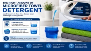 Correct amount of microfiber towel detergent for washing microfiber towels effectively