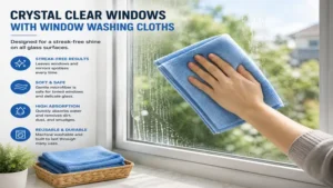 Window washing cloths used to clean home windows without leaving streaks or lint
