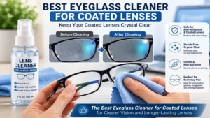 Best eyeglass cleaner for coated lenses demonstrated on anti-reflective eyeglasses