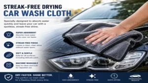 Car wash cloth designed for quick drying and streak-free car detailing