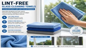 Glass cleaning towels with a lint-free weave for crystal-clear windows and mirrors