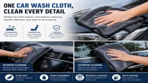 Car wash cloth suitable for cleaning both vehicle interiors and exterior surfaces