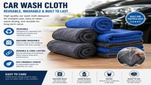 Car wash cloth that is reusable, washable, and durable for regular car care