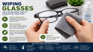 wiping glasses with a dry microfiber cloth for a streak-free finish