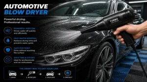Automotive blow dryer designed for fast water removal during car care
