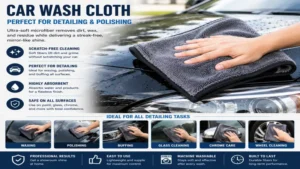 Car wash cloth ideal for polishing, waxing, and professional auto detailing