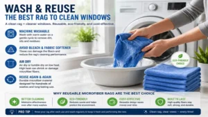 Washable reusable cloth considered the best rag to clean windows for eco-friendly cleaning.
