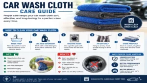 Car wash cloth care guide showing proper washing and maintenance for long-lasting performance